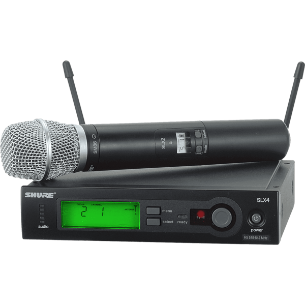 Location 24H ou Week-End SHURE SLX24E SM86 J3  micro main statique HF - liaison complète (voix)